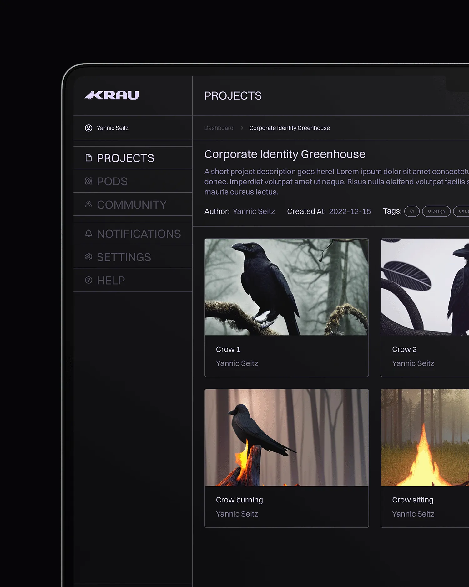 MacBook Mockup of the dashboard of KRAU
